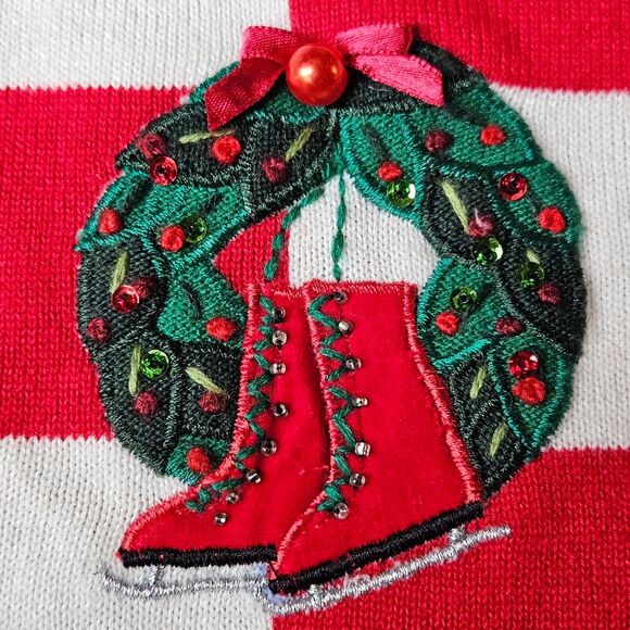 Dress Barn Embellished Red & White Checkered Ugly Christmas Cardigan Sweater - Picture 5 of 12